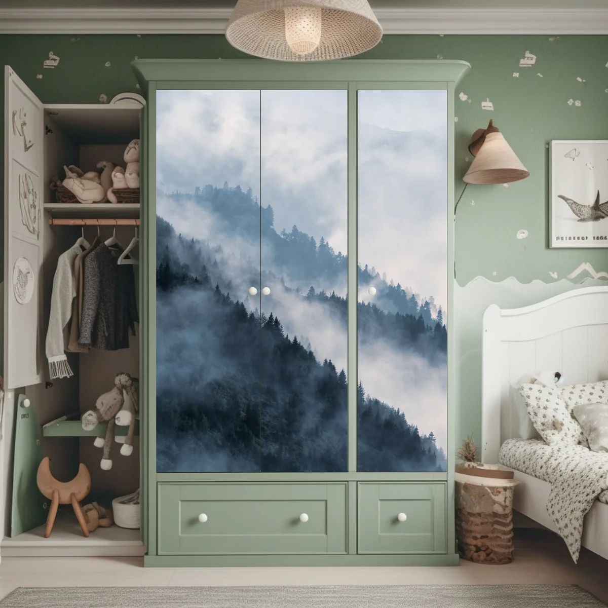 Schrankaufkleber nebelverhangene bergkämme Schrankaufkleber nebelverhangene bergkämme