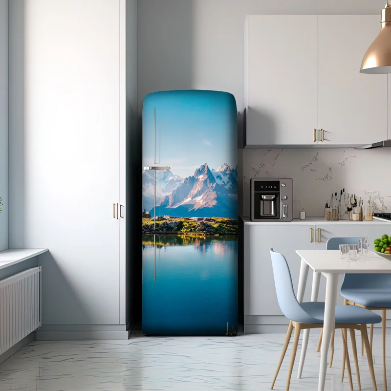 Kühlschrankaufkleber Lac Blanc mit Blick auf Mont Blanc