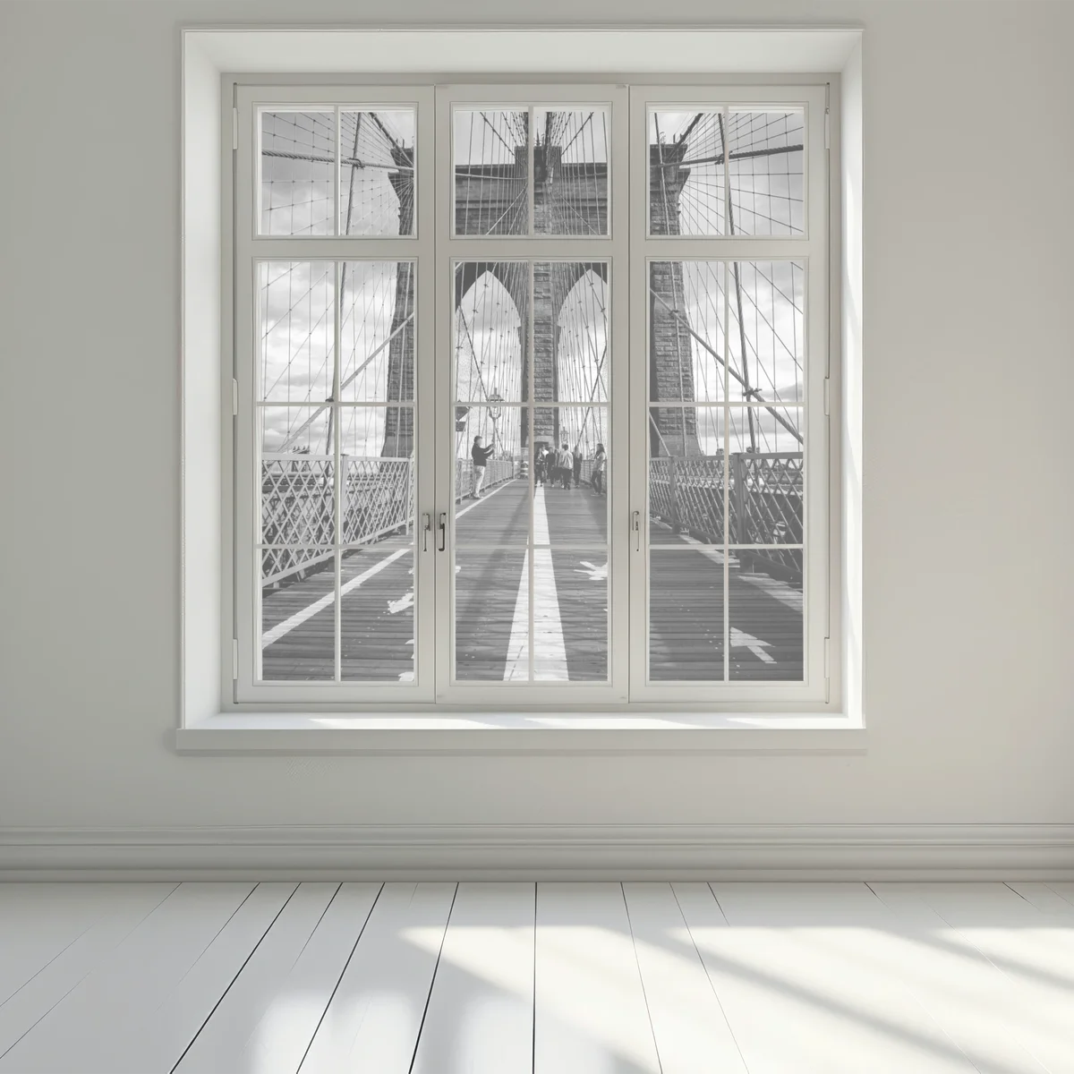 Fensteraufkleber Brooklyn Bridge perspektive in monochrom Fensteraufkleber Brooklyn Bridge perspektive in monochrom