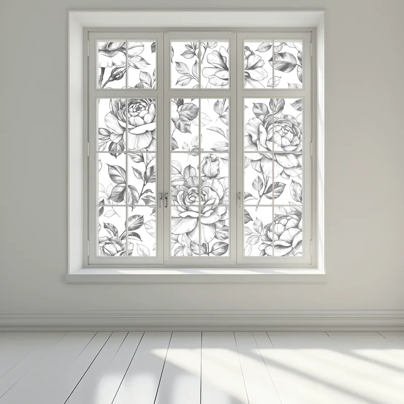 Fensteraufkleber handgezeichnetes rosenmuster