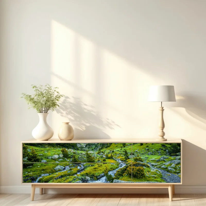 Repositionierbarer Aufkleber sonniges tal in Posets y Maladeta, Pyrenäen