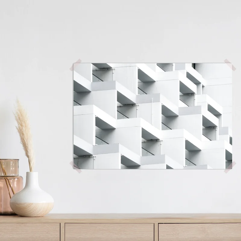 Poster weiße betonfassade im geometrischen muster Poster weiße betonfassade im geometrischen muster