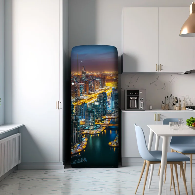 Kühlschrankaufkleber nächtliche skyline Dubai Marina
