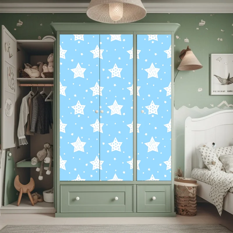Schrankaufkleber weiche blaue sterne für das kinderzimmer