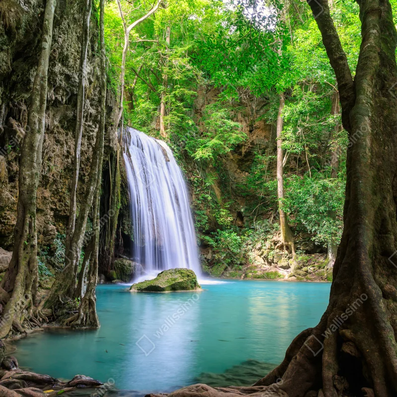 Schrankaufkleber ruhiger wasserfall im Erawan Nationalpark Schrankaufkleber ruhiger wasserfall im Erawan Nationalpark