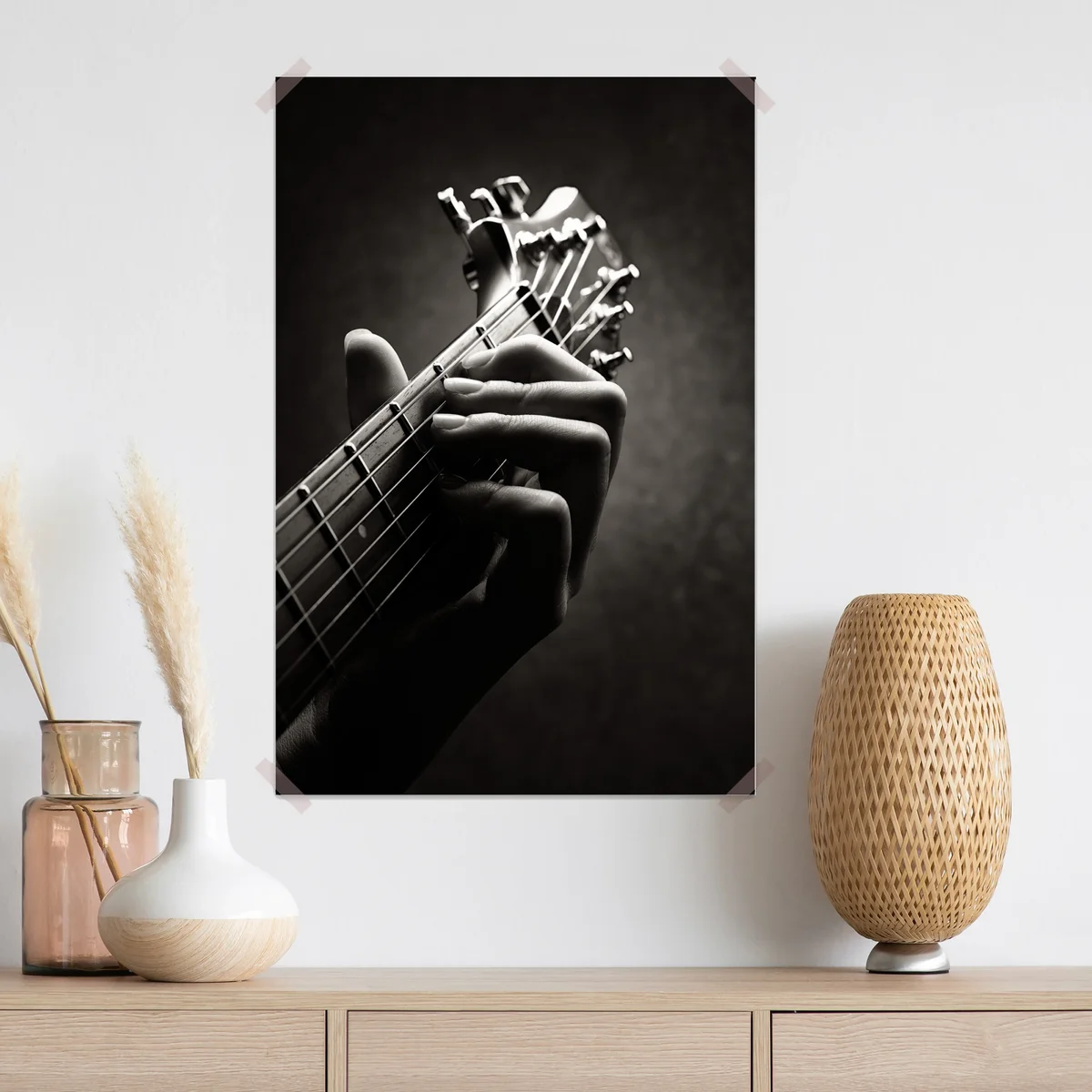 Poster nahaufnahme der hand auf dem griffbrett Poster nahaufnahme der hand auf dem griffbrett