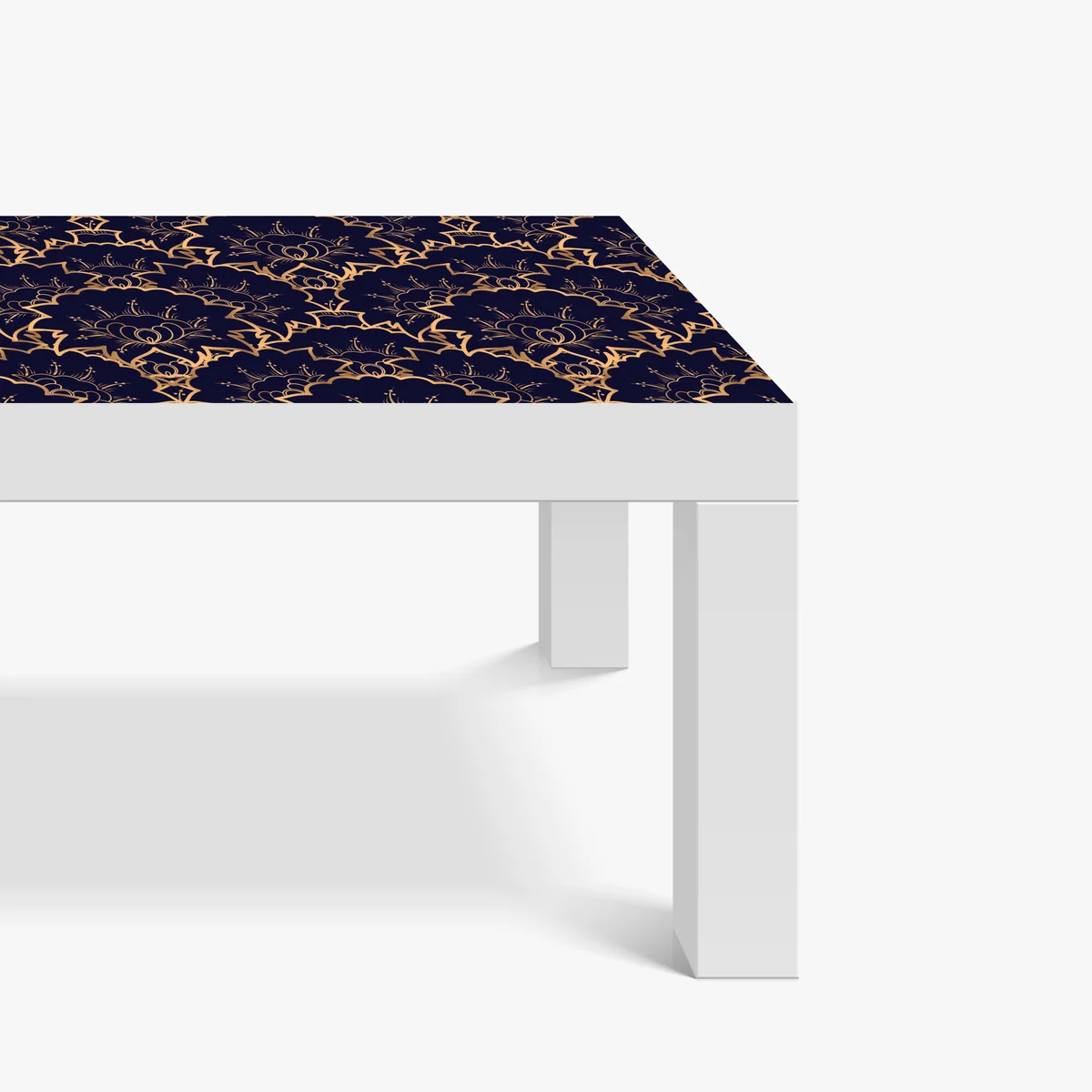 Tischaufkleber und Schreibtischaufkleber luxuriöses goldenes blütenmuster auf marineblau Tischaufkleber und Schreibtischaufkleber luxuriöses goldenes blütenmuster auf marineblau