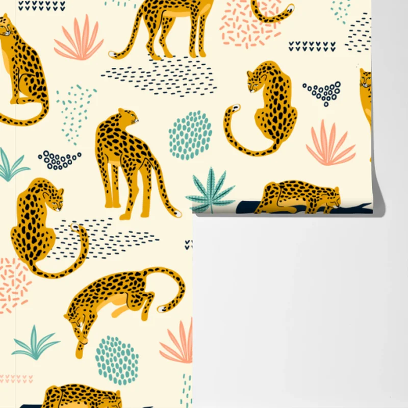 Fototapete verspieltes gepardenmuster in pastelltönen Fototapete verspieltes gepardenmuster in pastelltönen