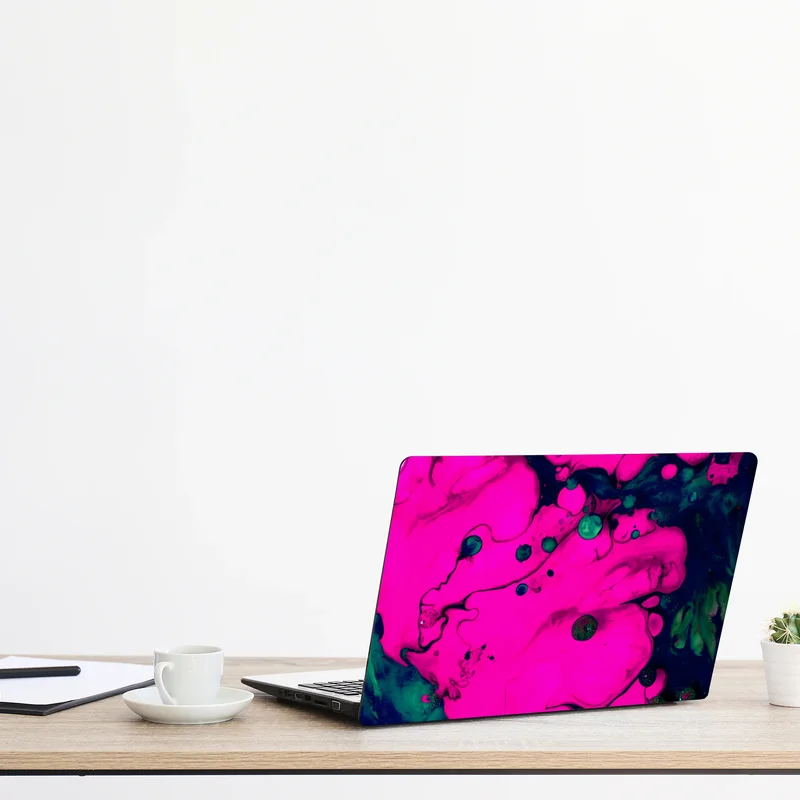 Laptop-Aufkleber neonpink flüssige abstraktion