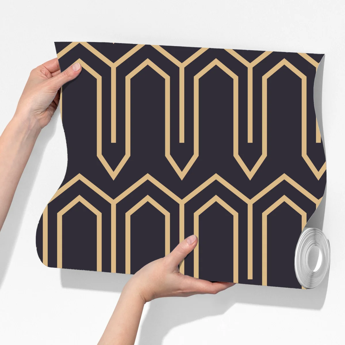 Fototapete art deco geometrisches muster in gold und schwarz Fototapete art deco geometrisches muster in gold und schwarz