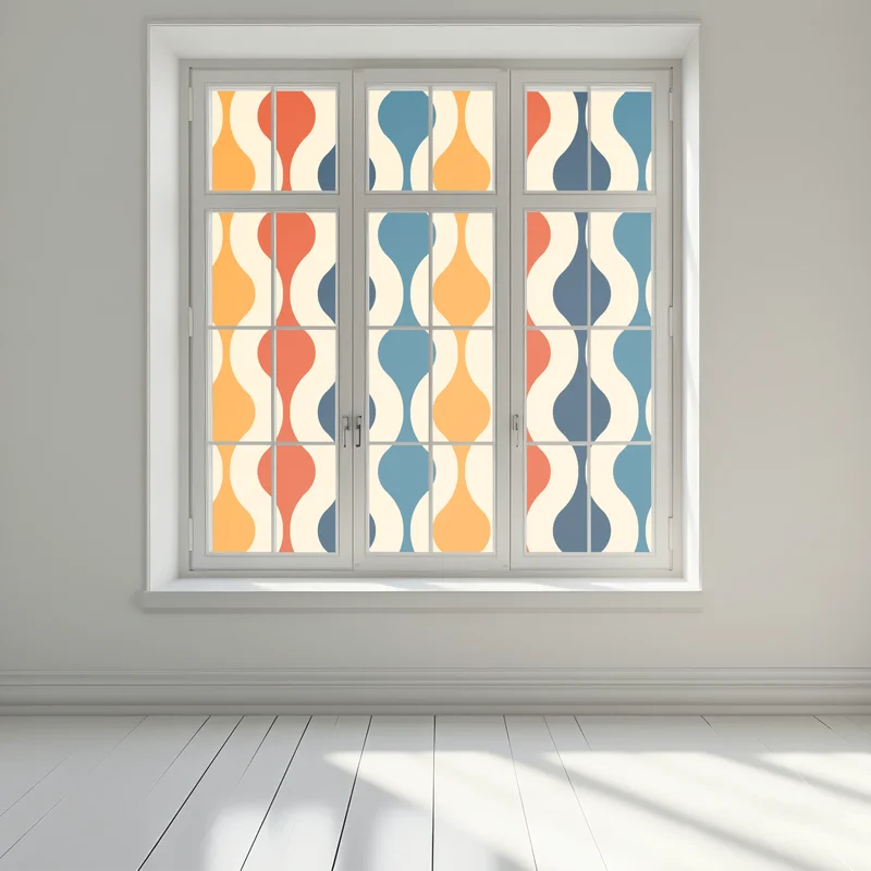 Fensteraufkleber retro welliges mid-century muster