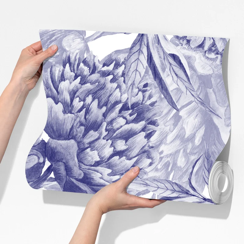 Fototapete blaue pfingstrosen botanisches muster Fototapete blaue pfingstrosen botanisches muster