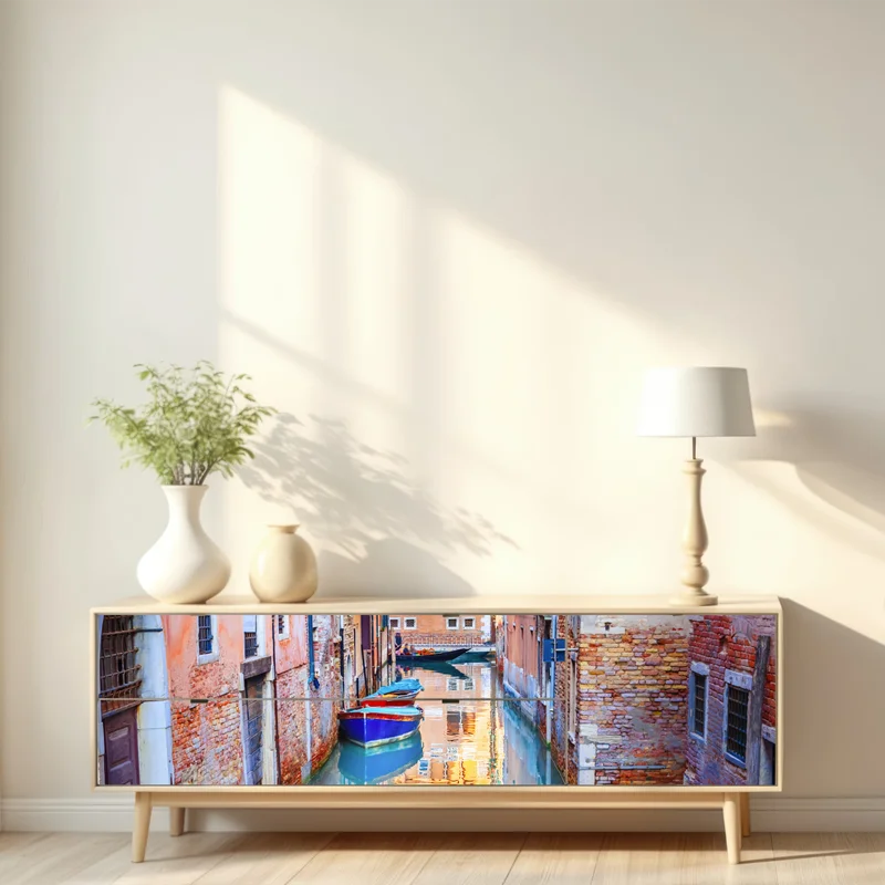 Repositionierbarer Aufkleber Venedig kanal und spiegelungen