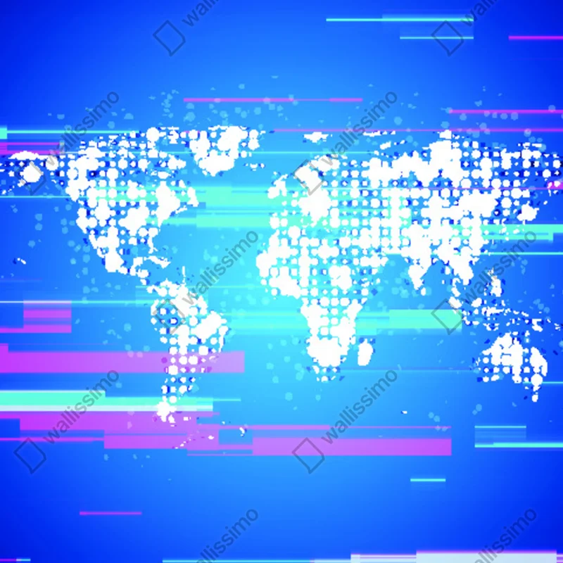 Poster digitale weltkarte in neonblau • Poster bei Wallnifity® Poster digitale weltkarte in neonblau • Poster bei Wallnifity®