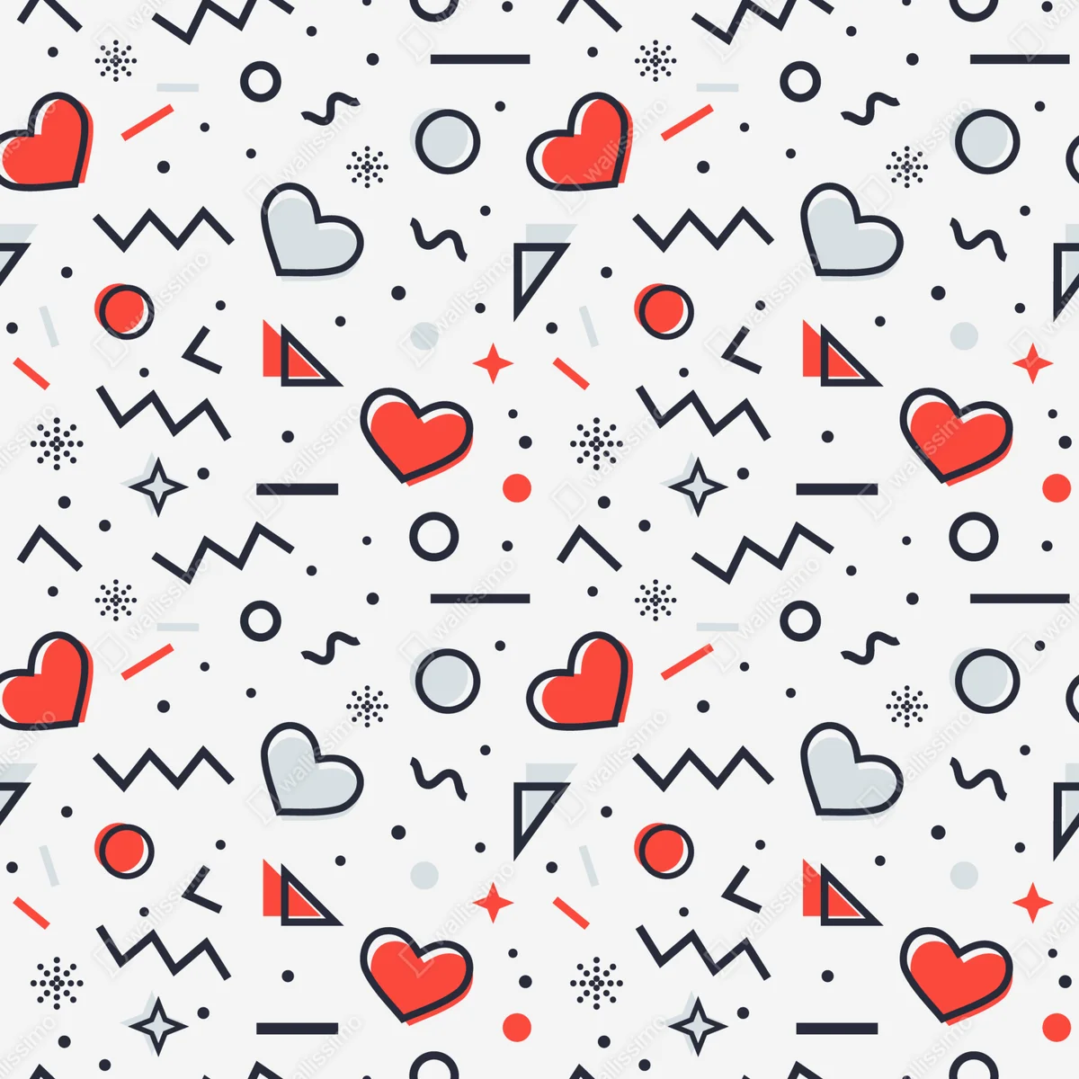 Repositionierbarer Aufkleber verspieltes herzenmuster auf weißem hintergrund Repositionierbarer Aufkleber verspieltes herzenmuster auf weißem hintergrund