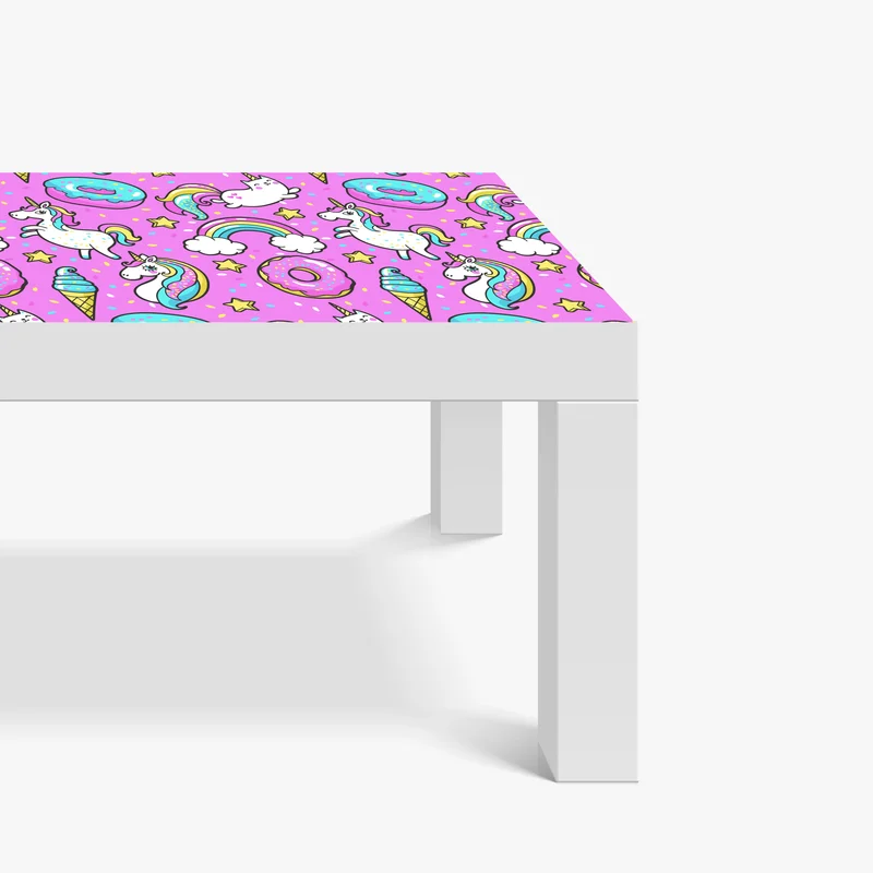 Tischaufkleber und Schreibtischaufkleber pastell einhörner und süßigkeiten