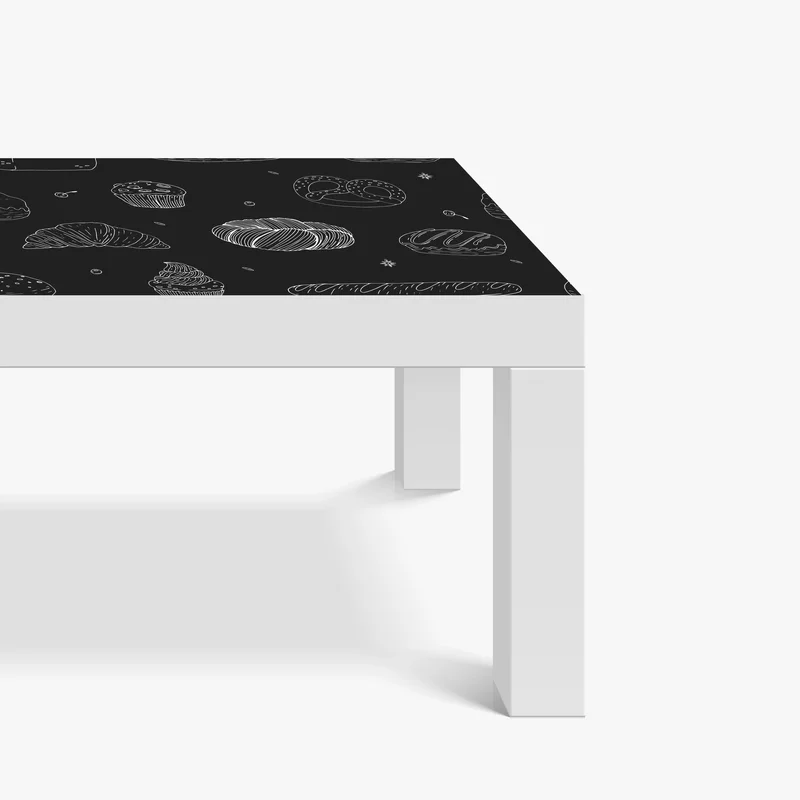 Tischaufkleber und Schreibtischaufkleber handgezeichnetes gebäckmuster auf dunklem hintergrund Tischaufkleber und Schreibtischaufkleber handgezeichnetes gebäckmuster auf dunklem hintergrund