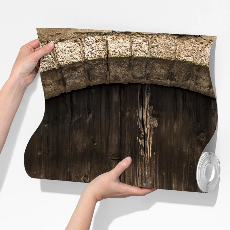 Fototapete rustikale holztür mit steinbogen Fototapete rustikale holztür mit steinbogen