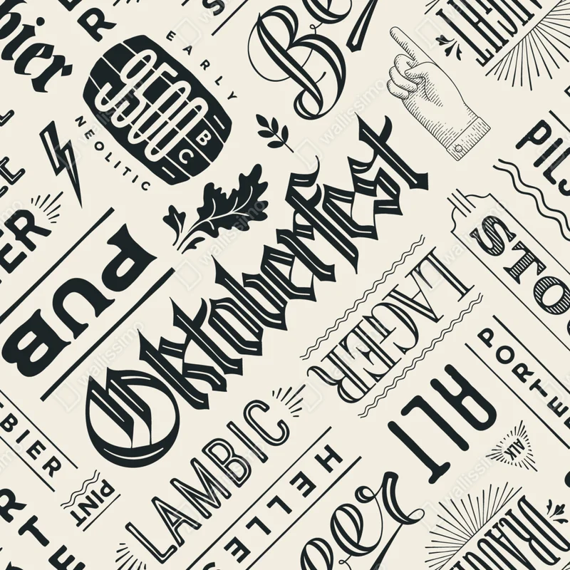 Repositionierbarer Aufkleber vintage bier etiketten typografie muster Repositionierbarer Aufkleber vintage bier etiketten typografie muster