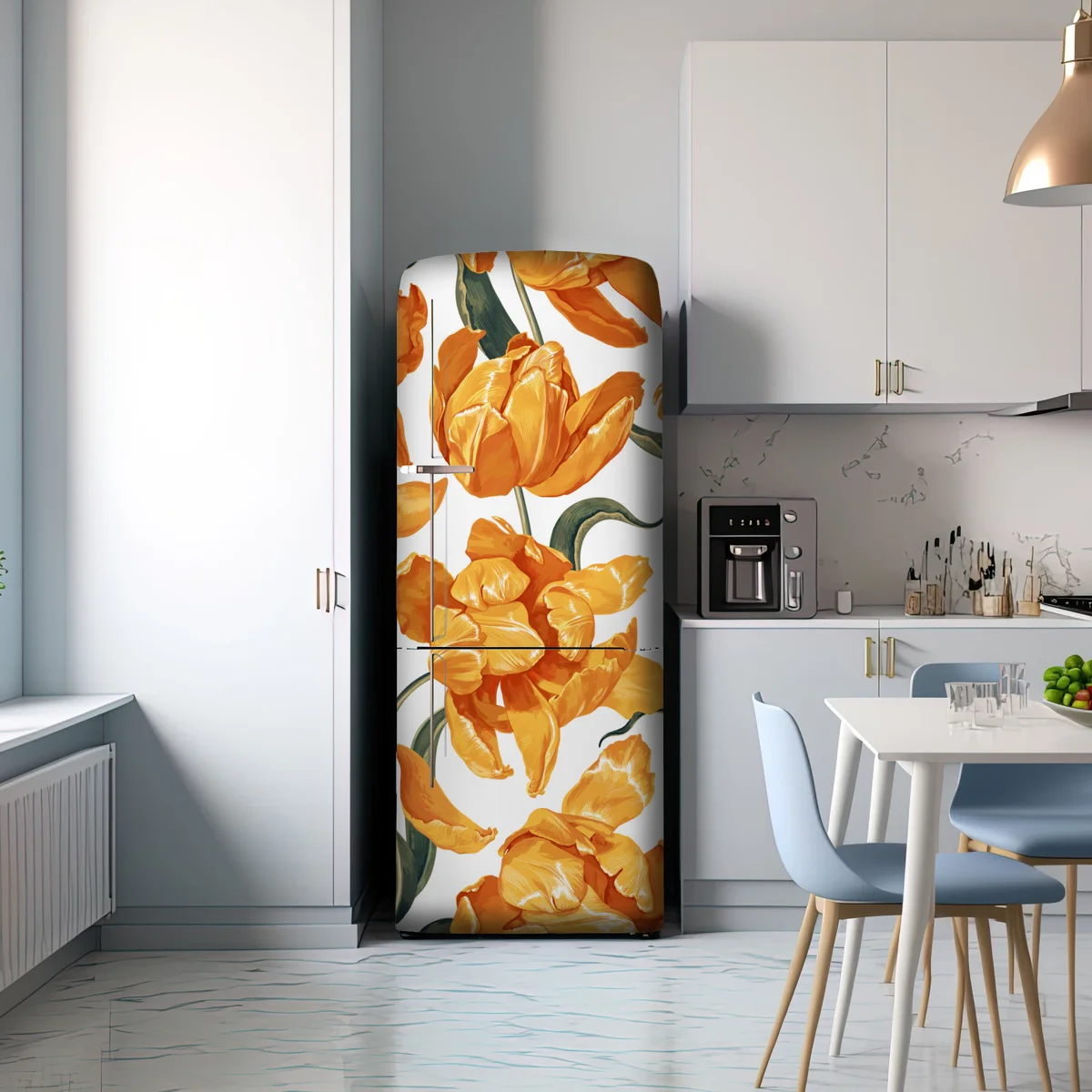 Kühlschrankaufkleber muster mit lebhaften orangen tulpen Kühlschrankaufkleber muster mit lebhaften orangen tulpen