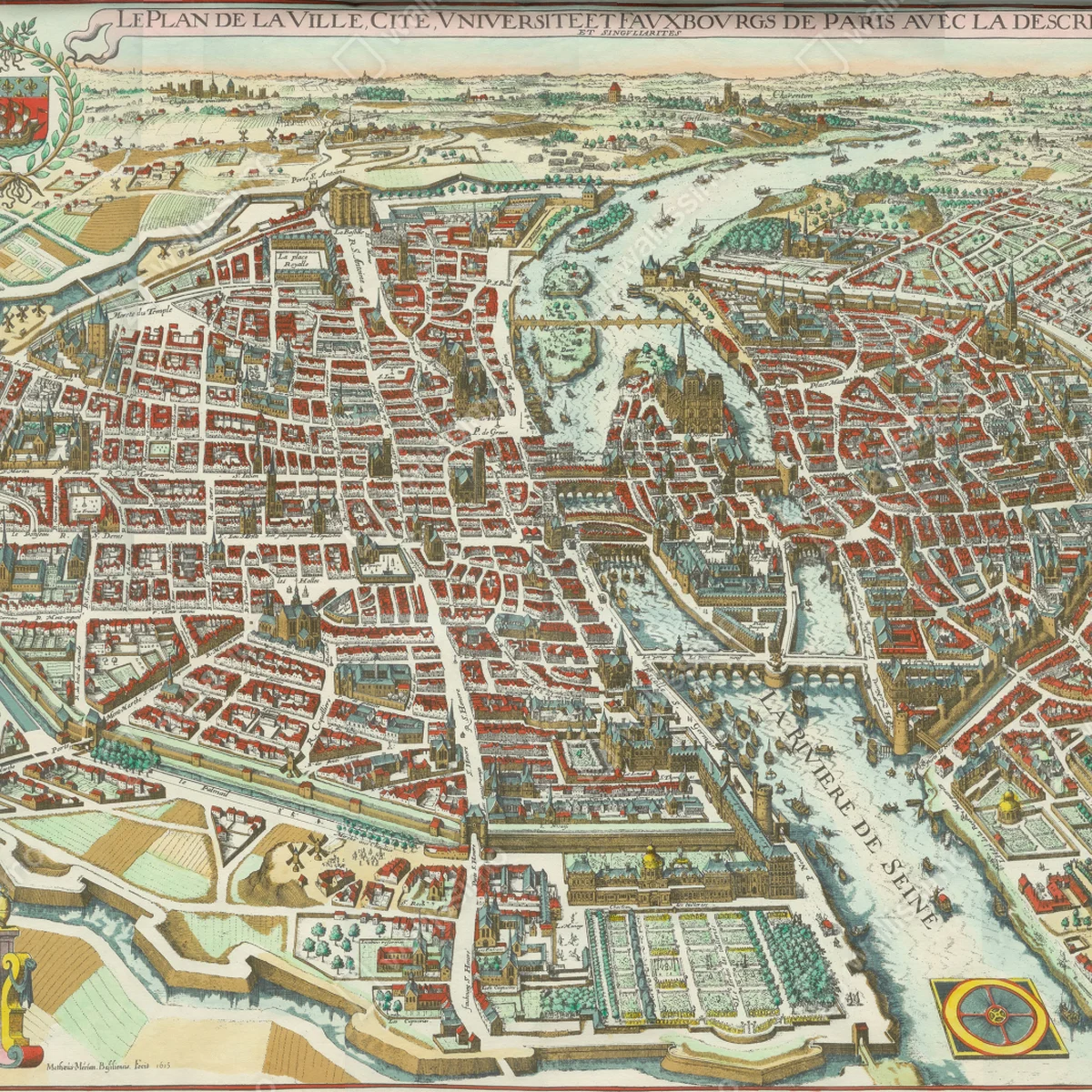 Fototapete antike stadtkarte von Paris Fototapete antike stadtkarte von Paris