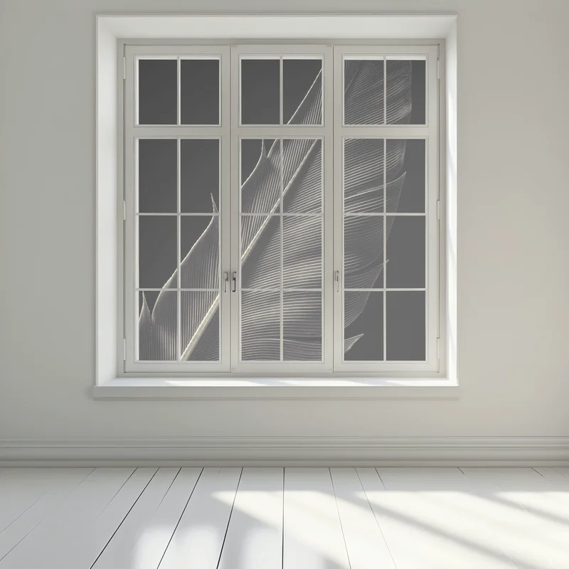 Fensteraufkleber zarte feder in makroaufnahme