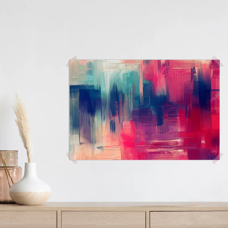 Poster leuchtendes abstraktes gemälde in rosa und türkis • Poster bei Wallnifity® Poster leuchtendes abstraktes gemälde in rosa und türkis • Poster bei Wallnifity®