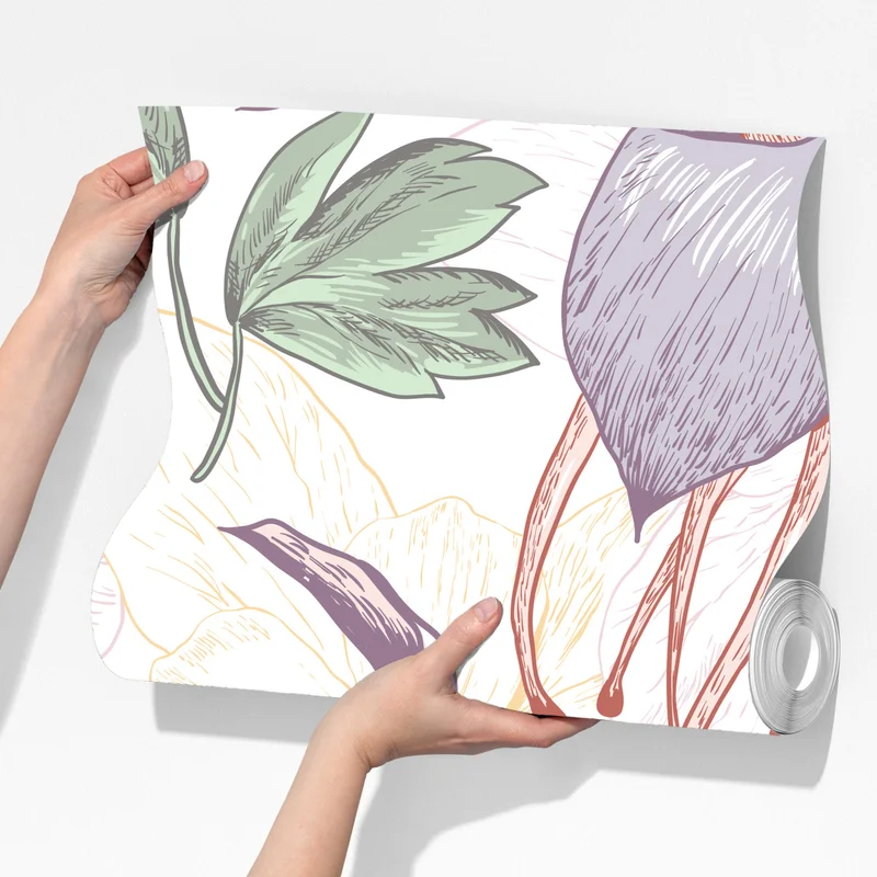 Fototapete zarte pastellblumen im botanischen stil Fototapete zarte pastellblumen im botanischen stil