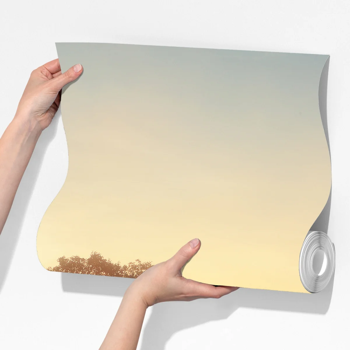 Fototapete goldener sonnenaufgang über nebliger wiese Fototapete goldener sonnenaufgang über nebliger wiese