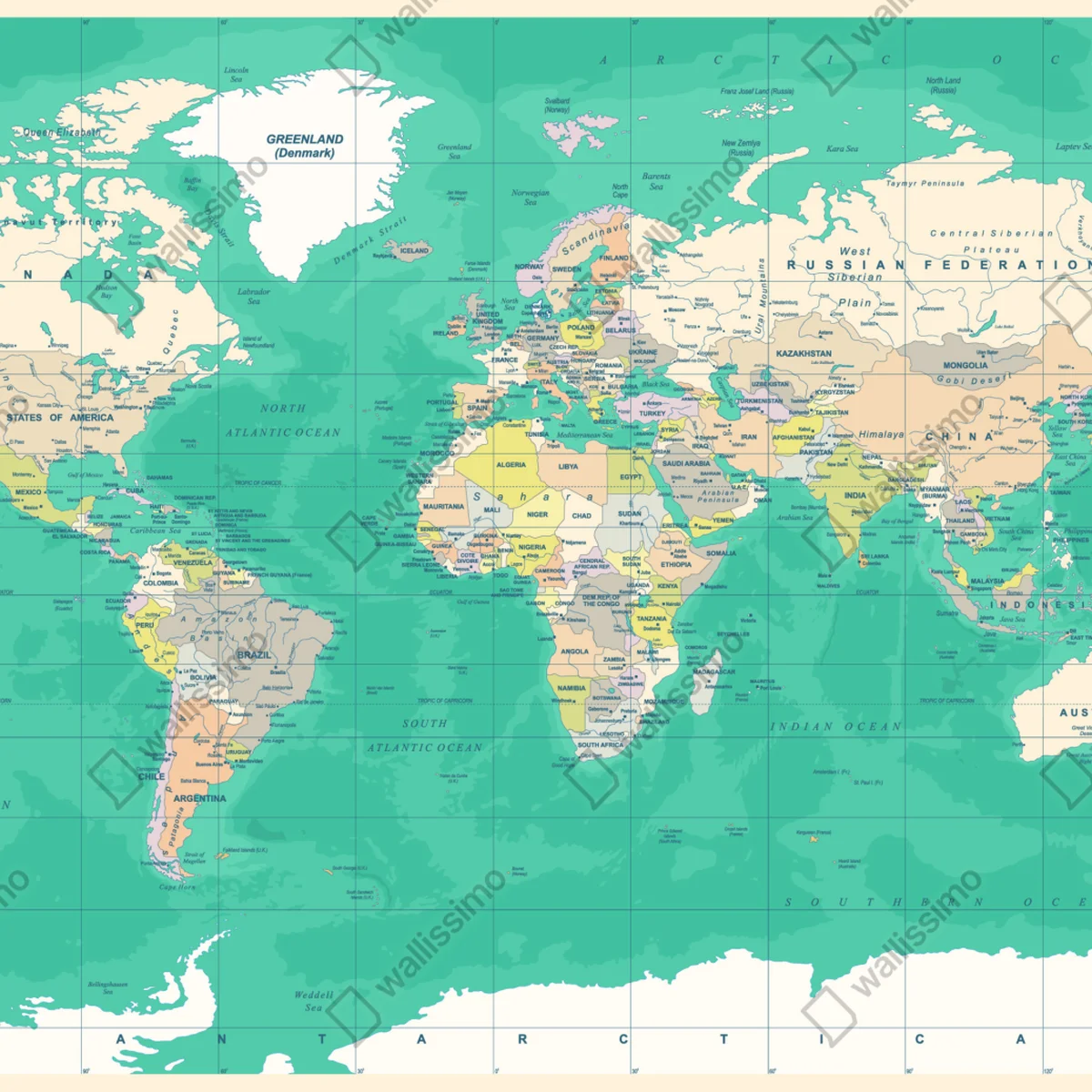 Leinwandbild weltkarte im vintage-stil Leinwandbild weltkarte im vintage-stil
