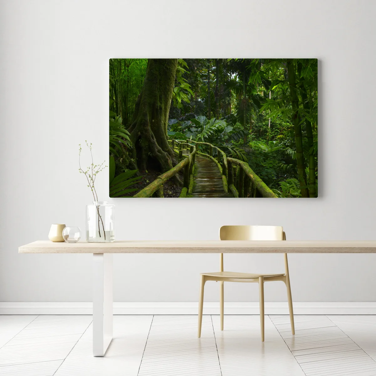 Leinwandbild ruhiger dschungelsteg durch üppigen regenwald Leinwandbild ruhiger dschungelsteg durch üppigen regenwald