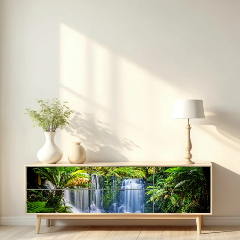 Repositionierbarer Aufkleber üppiger wasserfall im Mt Field National Park, Tasmania Repositionierbarer Aufkleber üppiger wasserfall im Mt Field National Park, Tasmania