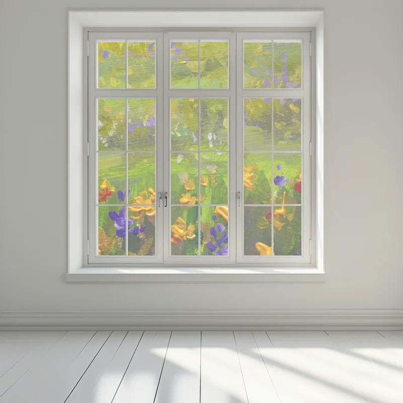 Fensteraufkleber lebendige wiese ölmalerei nahaufnahme