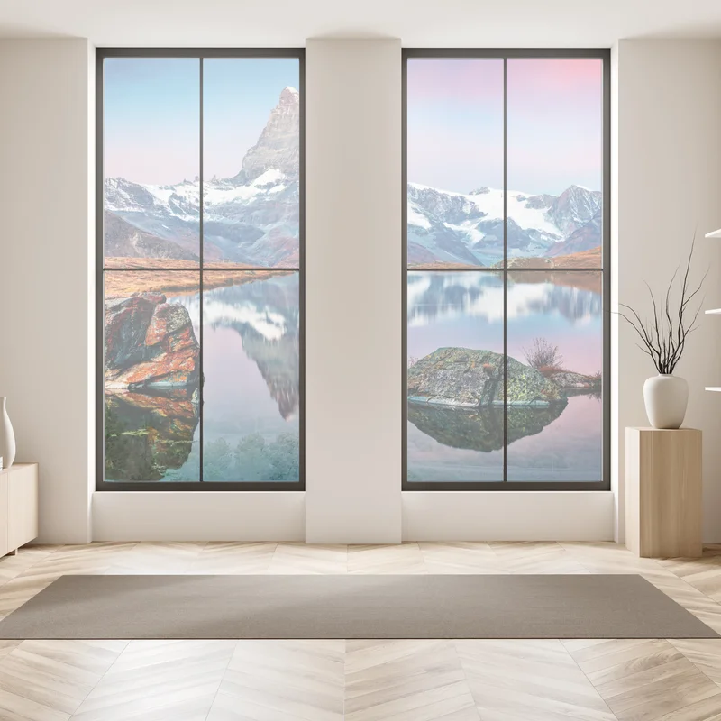 Naklejka na okno odbicie Matterhorn o świcie