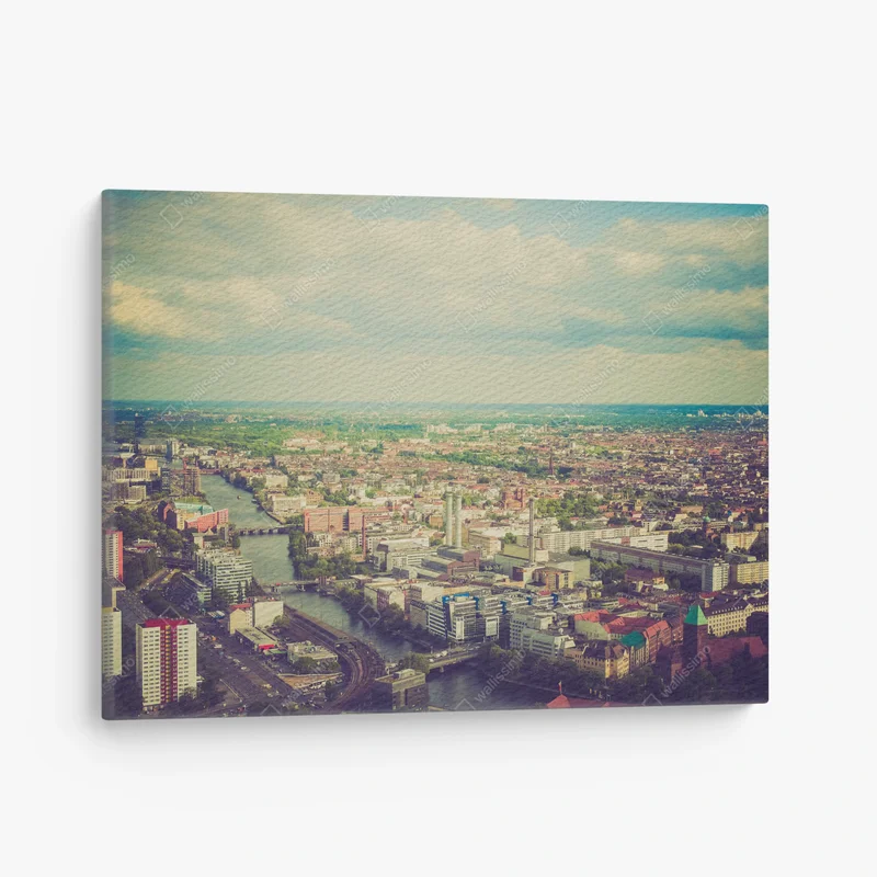 Leinwandbild Retro-Look Berlin Luftaufnahme • Leinwandbilder bei Wallnifity® Leinwandbild Retro-Look Berlin Luftaufnahme • Leinwandbilder bei Wallnifity®