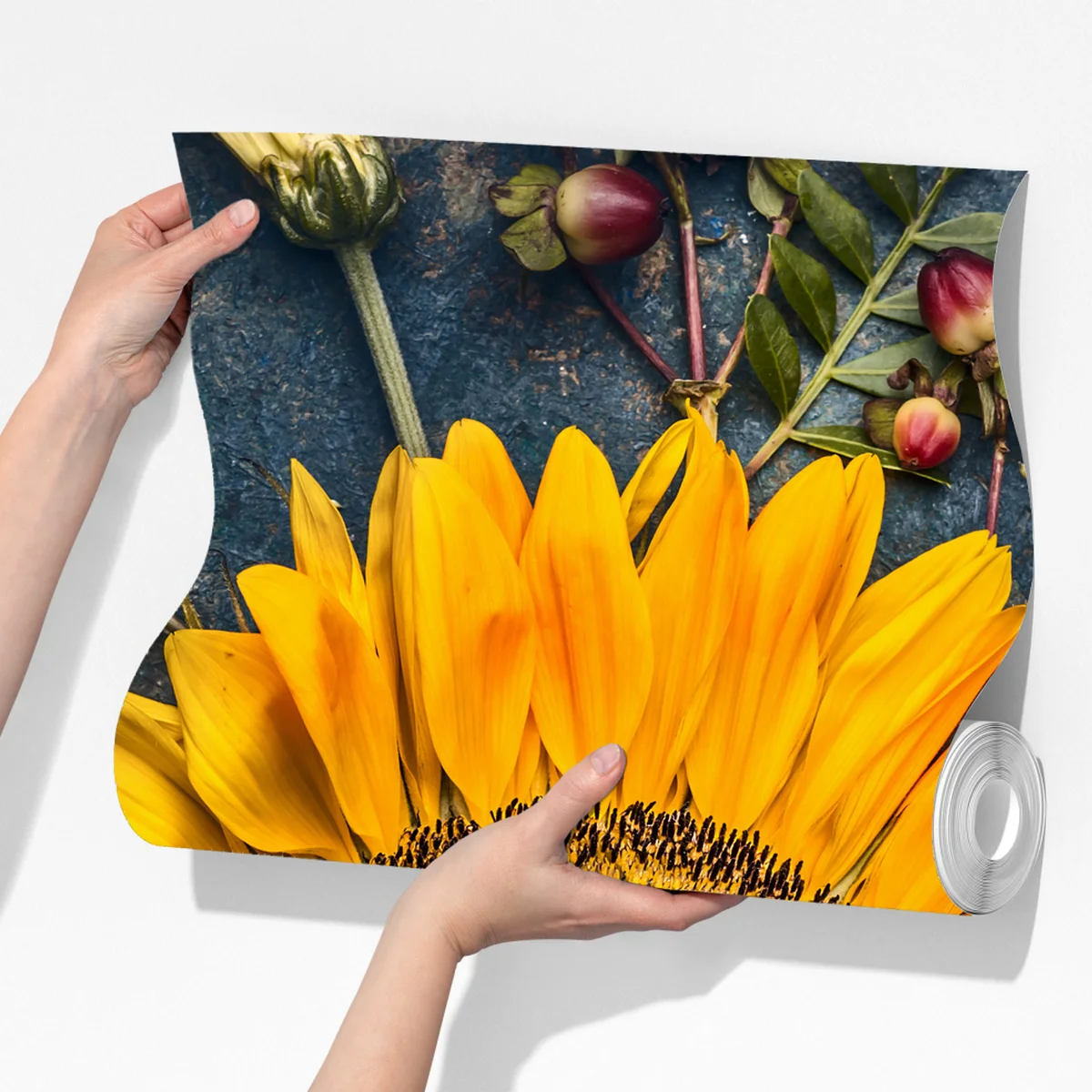 Fototapete herbstlicher sonnenblumenstrauß auf dunklem rustikalem hintergrund Fototapete herbstlicher sonnenblumenstrauß auf dunklem rustikalem hintergrund