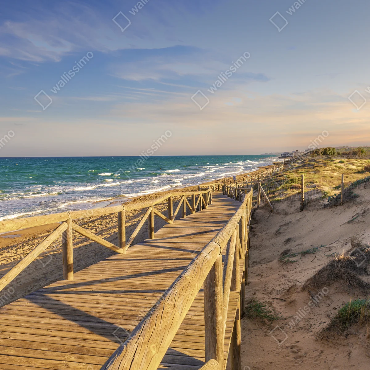 Fototapeta drewniany pomost na plażę w Guardamar Fototapeta drewniany pomost na plażę w Guardamar
