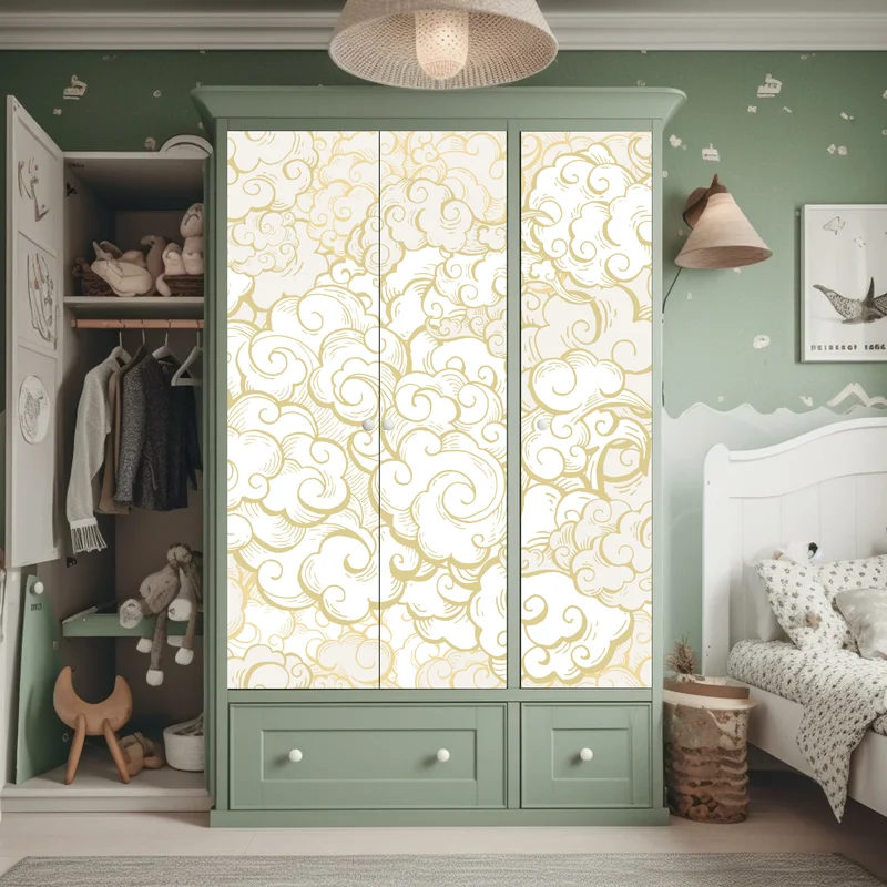 Schrankaufkleber goldenes ornamentales wolkenmuster