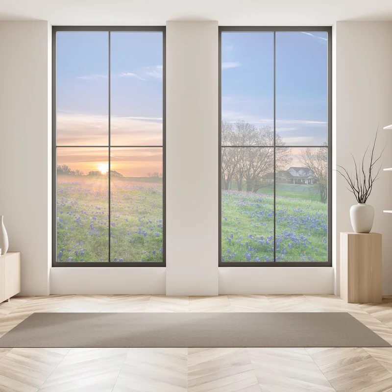 Fensteraufkleber Texas wiese mit bluebonnets im sonnenaufgang Fensteraufkleber Texas wiese mit bluebonnets im sonnenaufgang