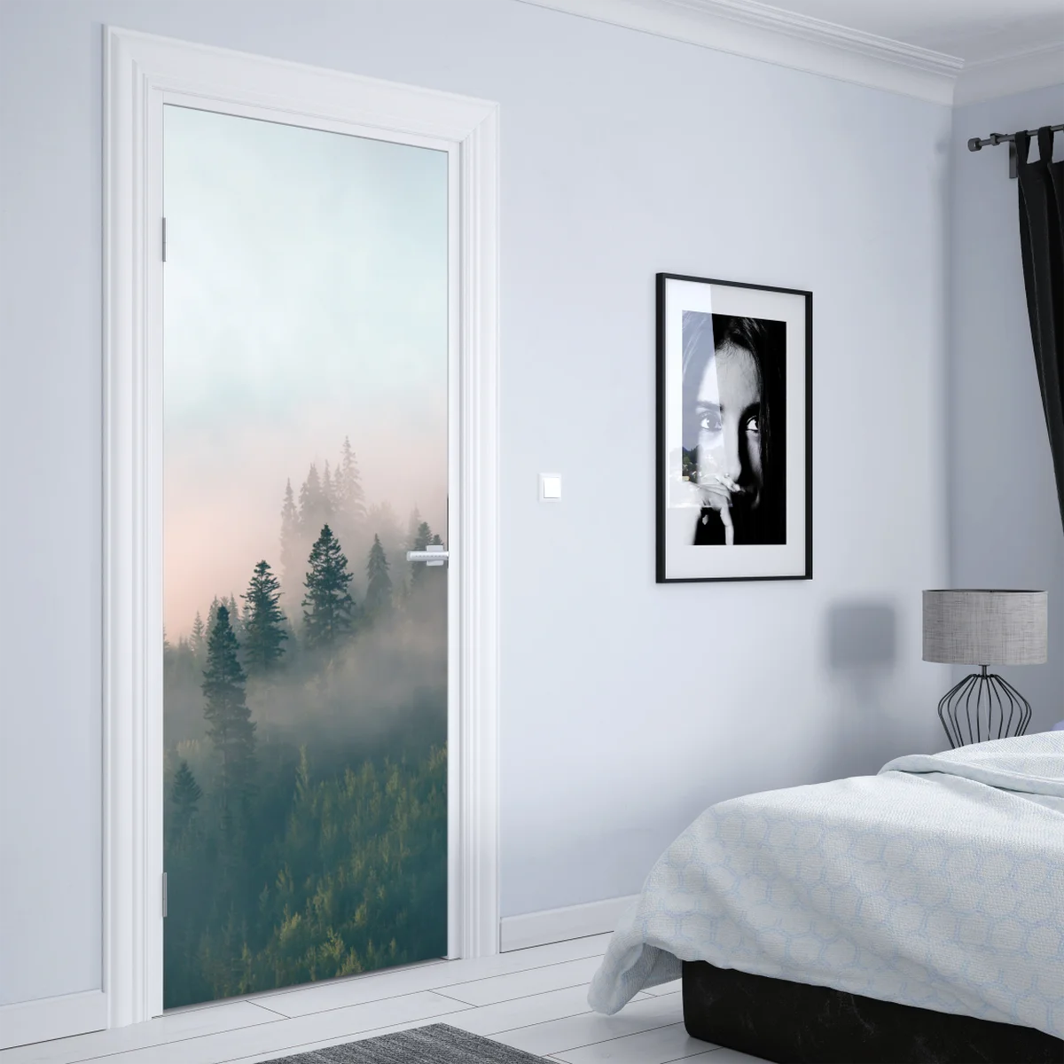 Türaufkleber nebliger morgenwald Türaufkleber nebliger morgenwald