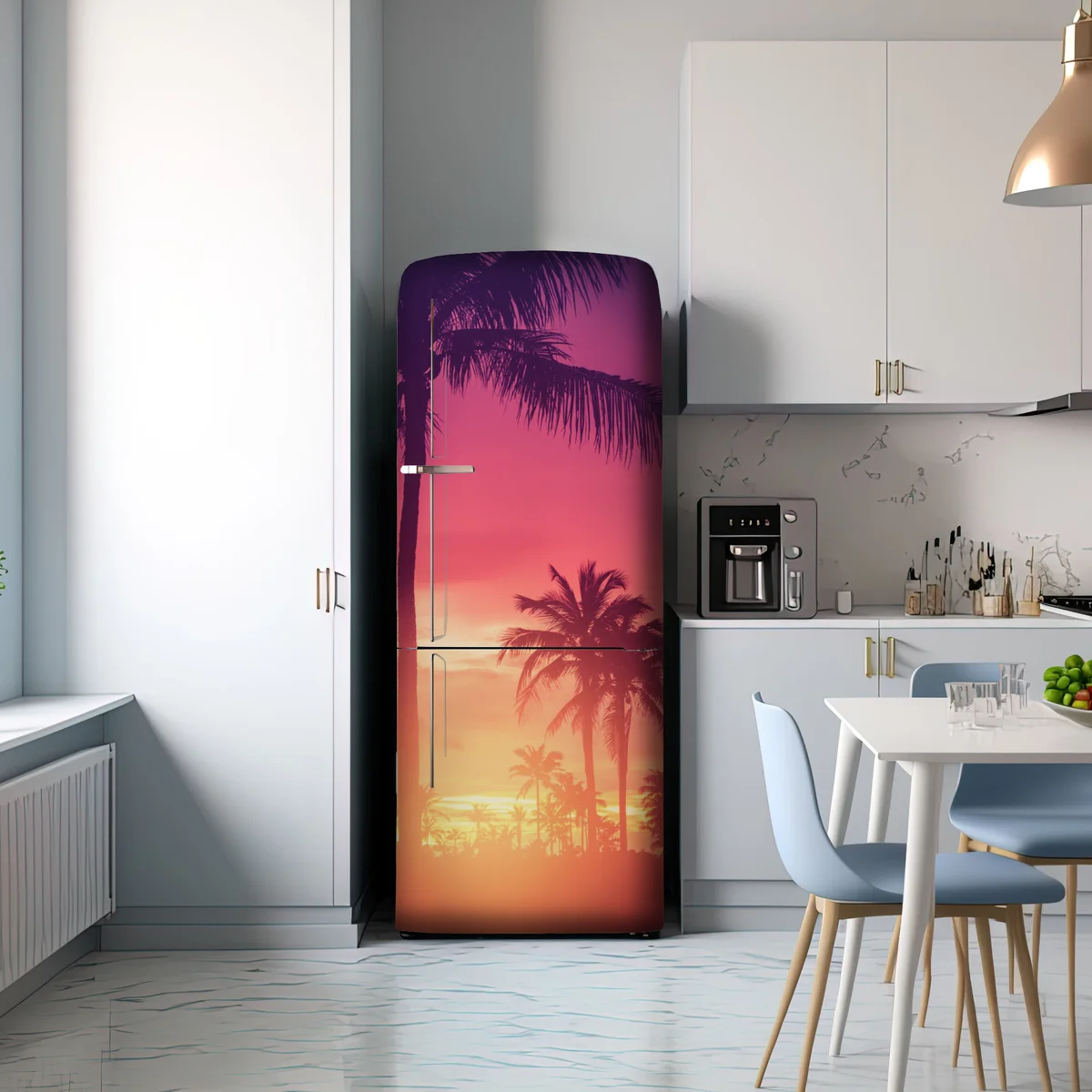 Kühlschrankaufkleber tropischer sonnenuntergang mit palmen Kühlschrankaufkleber tropischer sonnenuntergang mit palmen