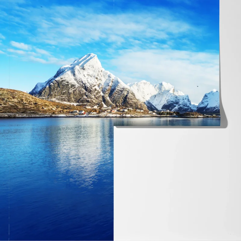 Fototapete ruhige winterliche fjordlandschaft in Reine, Lofoten Fototapete ruhige winterliche fjordlandschaft in Reine, Lofoten