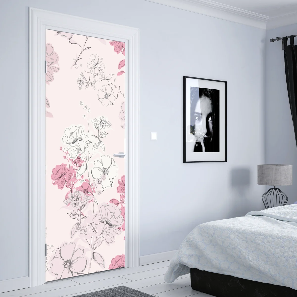 Türaufkleber zartes rosa blumenmuster Türaufkleber zartes rosa blumenmuster