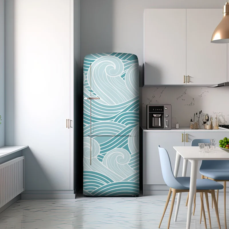 Kühlschrankaufkleber ruhiges türkisfarbenes wellenmuster Kühlschrankaufkleber ruhiges türkisfarbenes wellenmuster