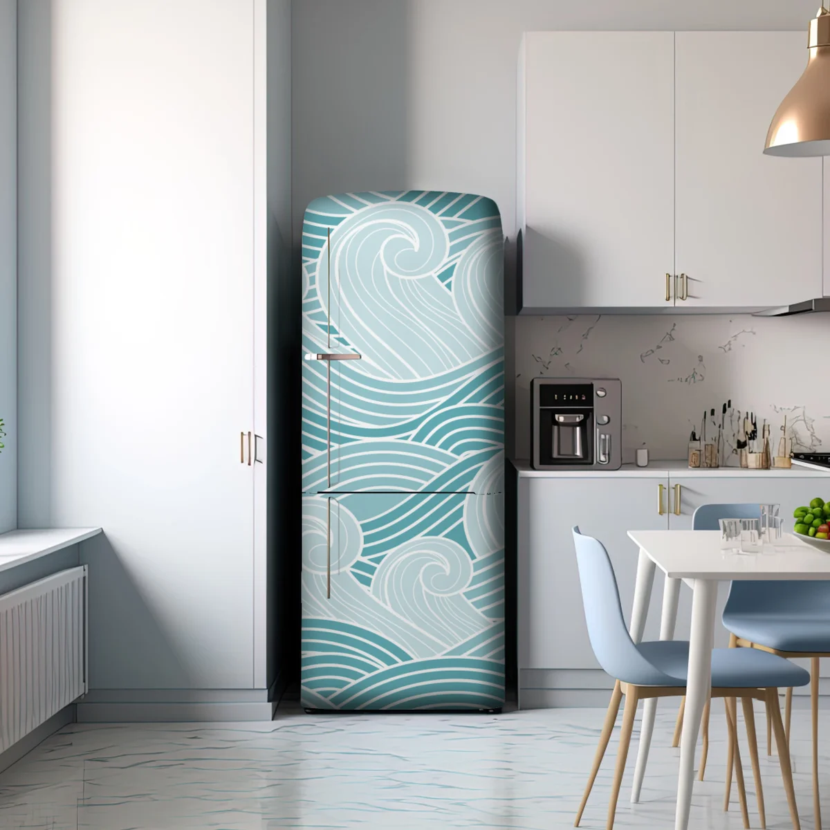Kühlschrankaufkleber ruhiges türkisfarbenes wellenmuster Kühlschrankaufkleber ruhiges türkisfarbenes wellenmuster