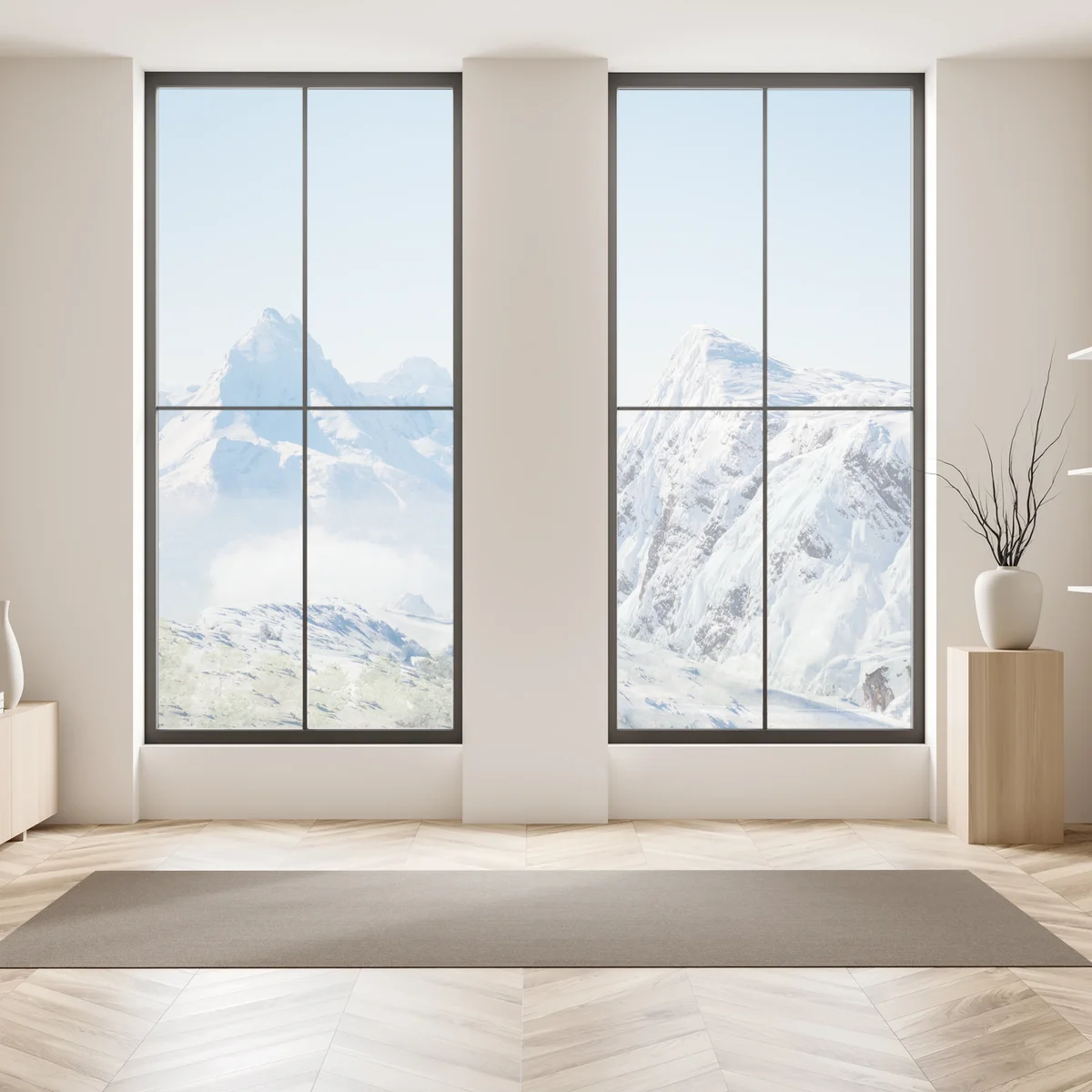 Fensteraufkleber ruhige panorama verschneiter berge Fensteraufkleber ruhige panorama verschneiter berge