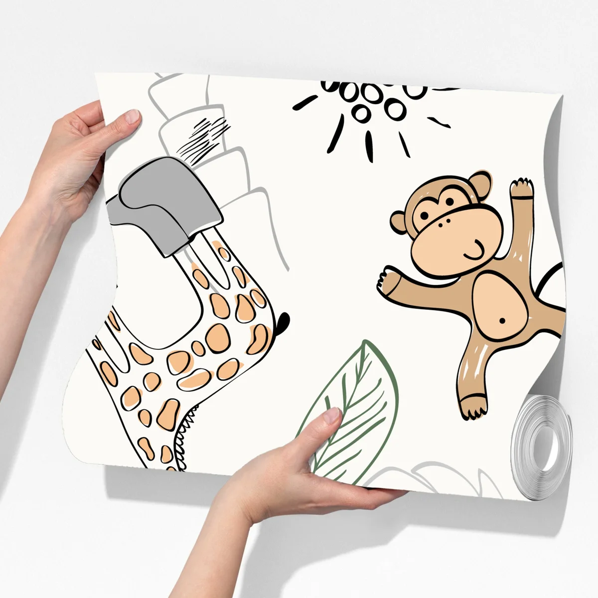 Fototapete niedliche dschungeltiere muster für kinderzimmer Fototapete niedliche dschungeltiere muster für kinderzimmer