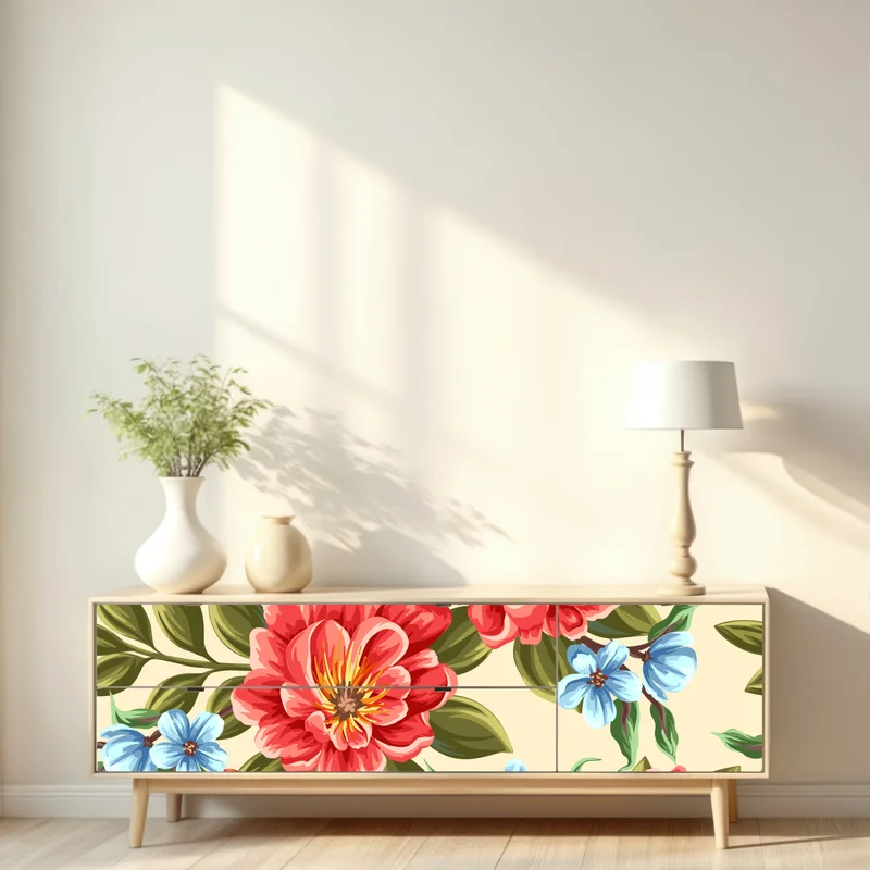 Repositionierbarer Aufkleber lebhaftes aquarell blumenmuster