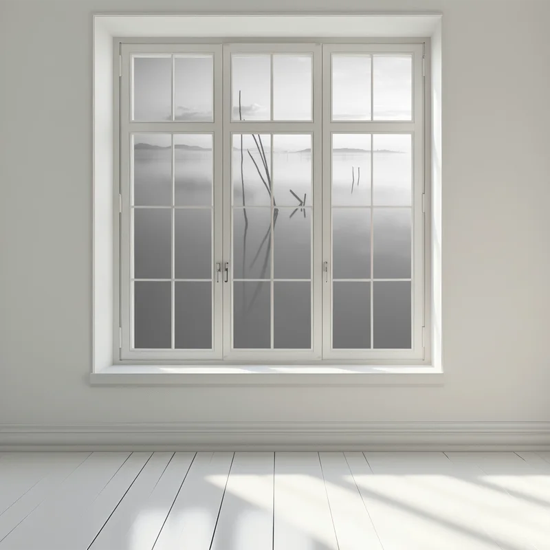 Fensteraufkleber ruhiger monochromer see mit reflexionen