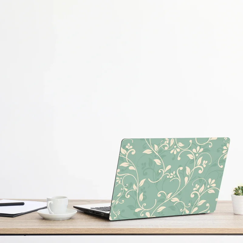 Laptop-Aufkleber minzfarbiges blumenmuster im vintage-stil Laptop-Aufkleber minzfarbiges blumenmuster im vintage-stil